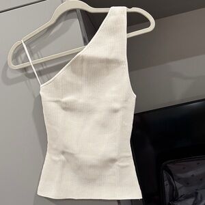 Aritzia One-Shoulder Ribbed Camisole - White